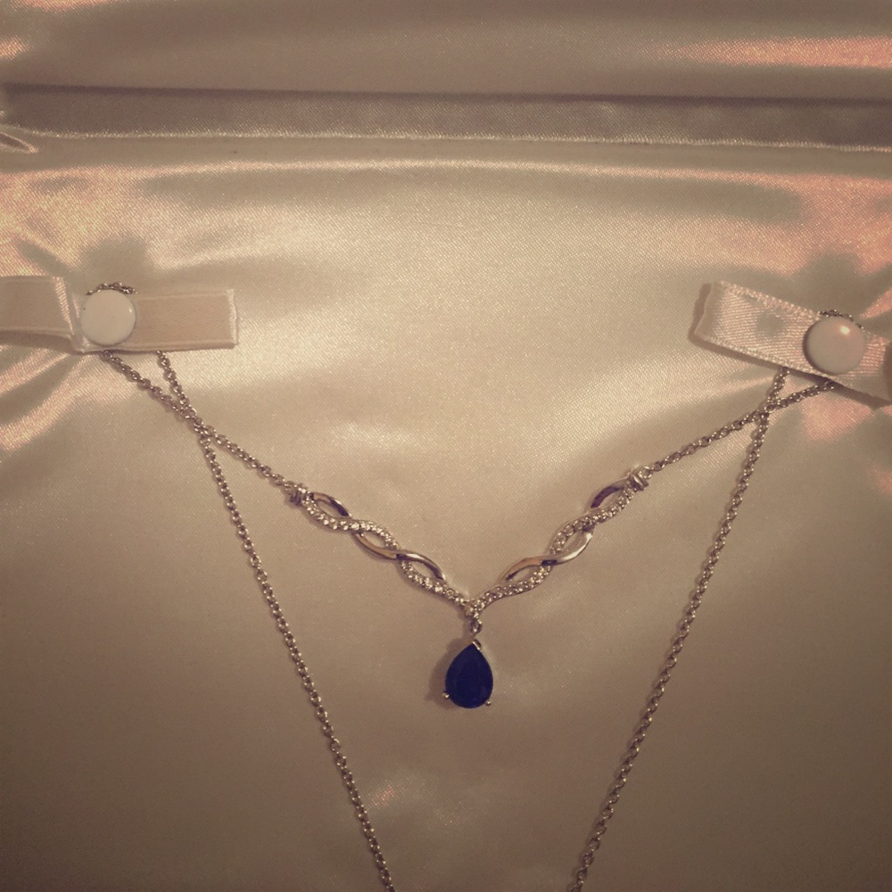 Kay Tear Drop Necklace Sapphire Sterling Silver